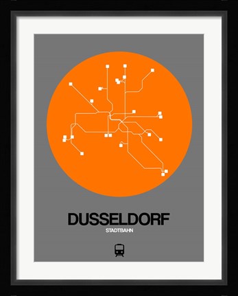 Framed Dusseldorf Orange Subway Map Print