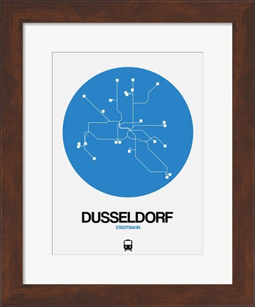 Framed Dusseldorf Blue Subway Map Print