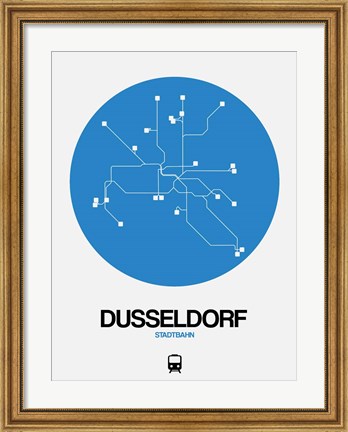 Framed Dusseldorf Blue Subway Map Print