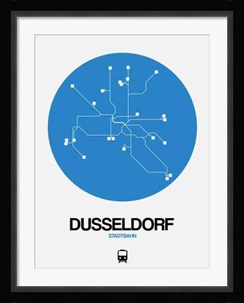 Framed Dusseldorf Blue Subway Map Print