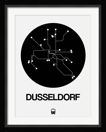Framed Dusseldorf Black Subway Map Print
