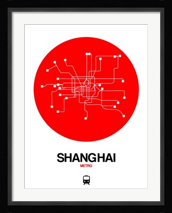 Framed Shanghai Red Subway Map Print