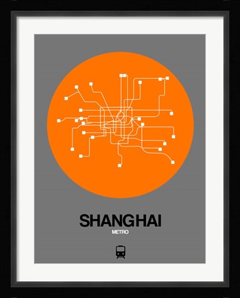 Framed Shanghai Orange Subway Map Print