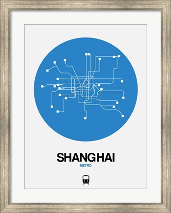 Framed Shanghai Blue Subway Map Print