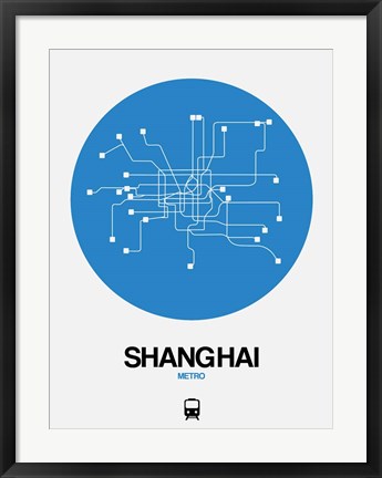 Framed Shanghai Blue Subway Map Print