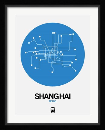 Framed Shanghai Blue Subway Map Print