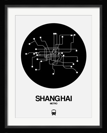 Framed Shanghai Black Subway Map Print