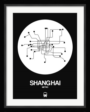 Framed Shanghai White Subway Map Print