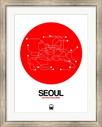 Framed Seoul Red Subway Map Print