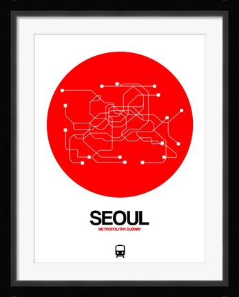 Framed Seoul Red Subway Map Print