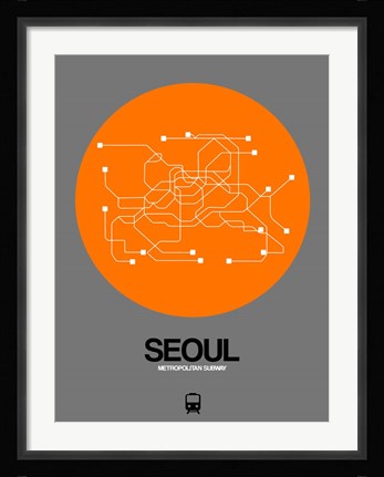 Framed Seoul Orange Subway Map Print