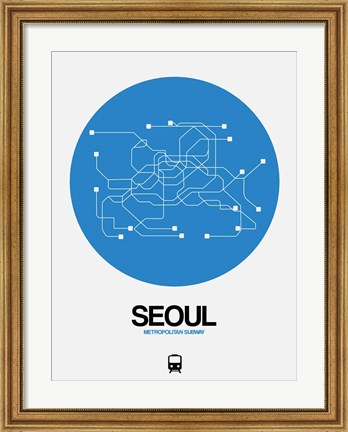 Framed Seoul Blue Subway Map Print