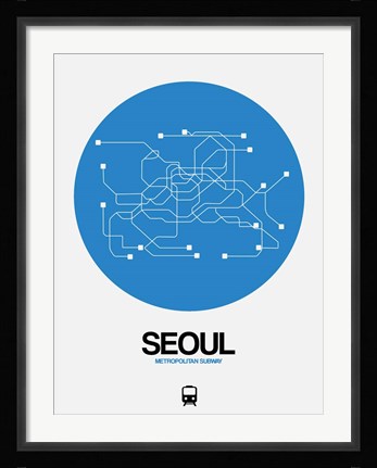 Framed Seoul Blue Subway Map Print