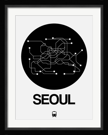 Framed Seoul Black Subway Map Print
