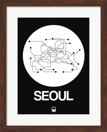 Framed Seoul White Subway Map Print