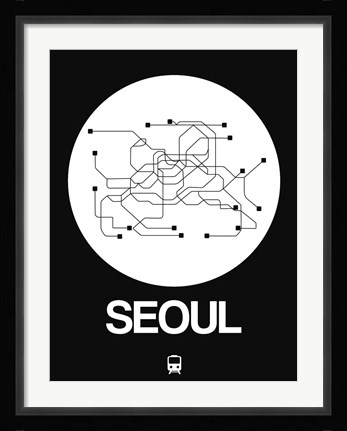 Framed Seoul White Subway Map Print