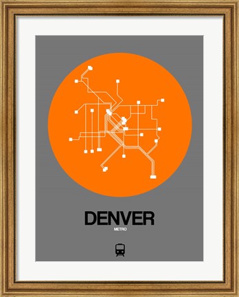 Framed Denver Orange Subway Map Print