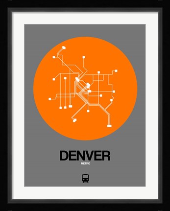 Framed Denver Orange Subway Map Print