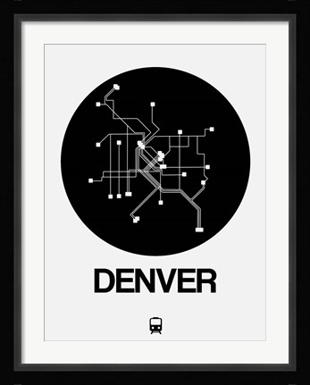 Framed Denver Black Subway Map Print