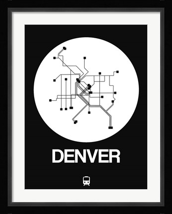 Framed Denver White Subway Map Print