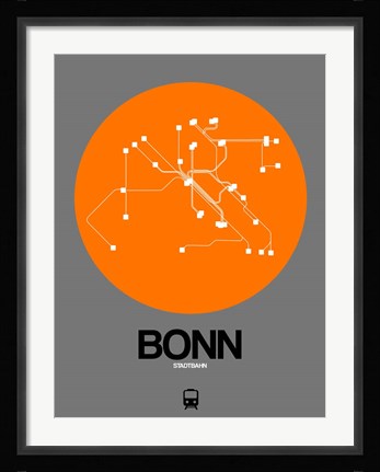 Framed Bonn Orange Subway Map Print