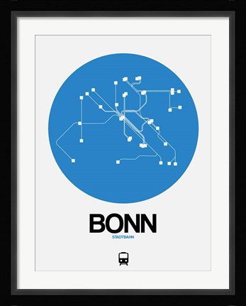 Framed Bonn Blue Subway Map Print