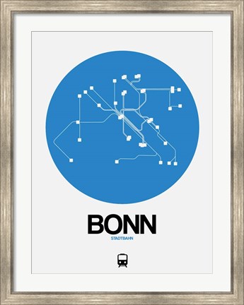 Framed Bonn Blue Subway Map Print