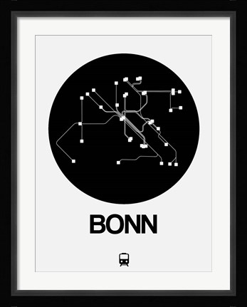 Framed Bonn Black Subway Map Print