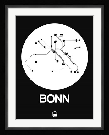 Framed Bonn White Subway Map Print