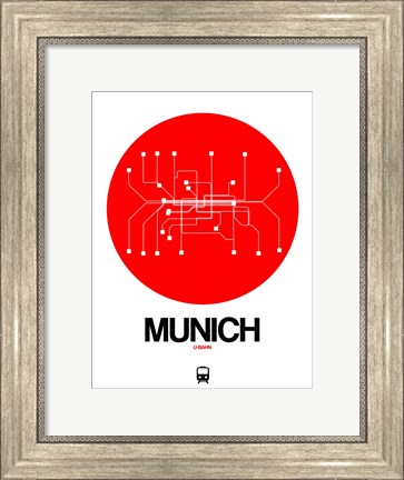 Framed Munich Red Subway Map Print