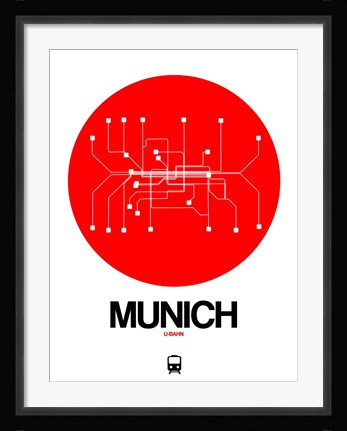 Framed Munich Red Subway Map Print