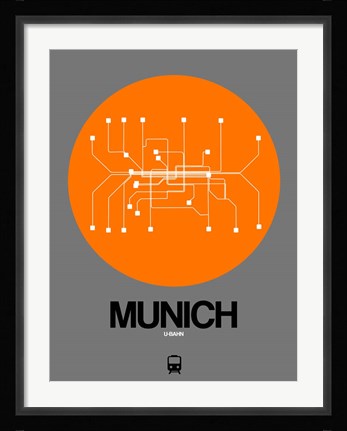 Framed Munich Orange Subway Map Print