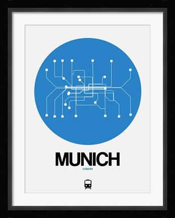 Framed Munich Blue Subway Map Print