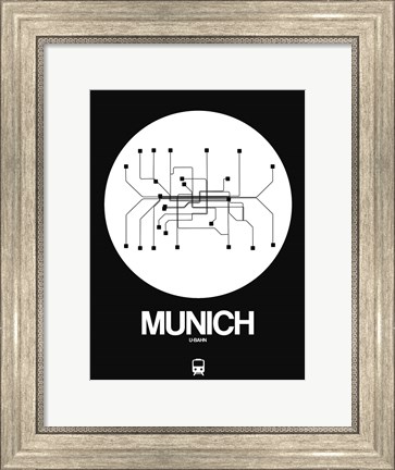 Framed Munich White Subway Map Print