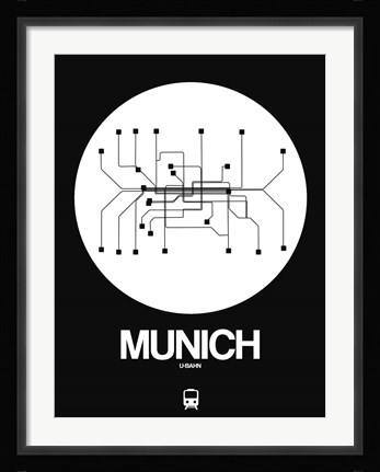 Framed Munich White Subway Map Print