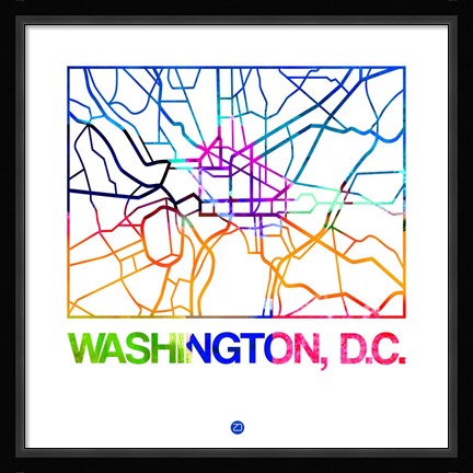 Framed Washington D.C. Watercolor Street Map Print