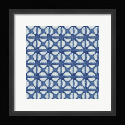 Framed Blue Shibori I (blue coffee bean) Print