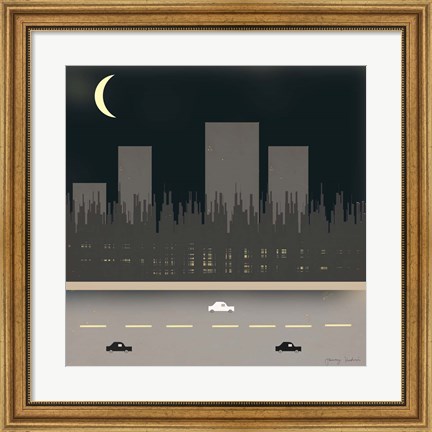 Framed Nightime in the City I Print