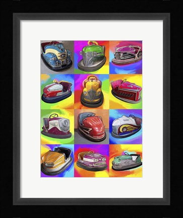 Framed Pop Art Bumper Cars Print