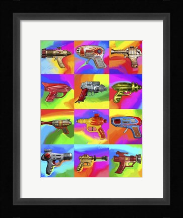 Framed Pop Art Space Guns Print