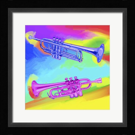 Framed Pop Art Trumpets Print