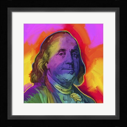 Framed Ben Franklin Pop Art Print
