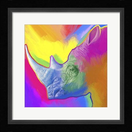 Framed Rhino Pop Art Print