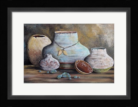 Framed Clay Pottery Still Life-B Print