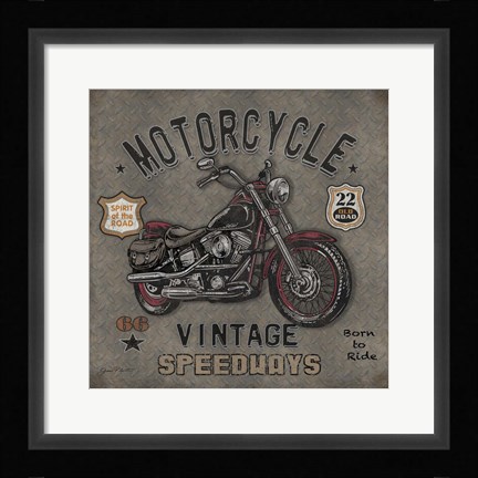Framed Motorcycle Speedway I Print