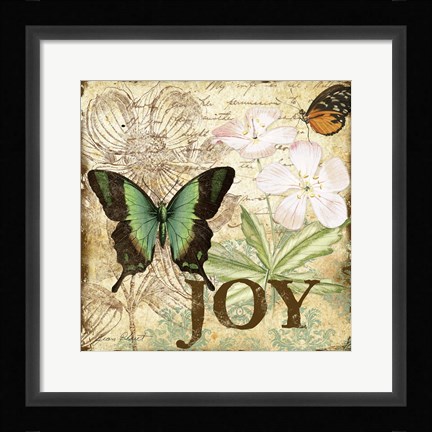 Framed Inspirational Butterflies - Joy Print
