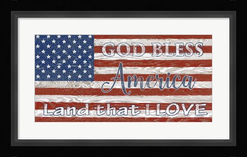 Framed Old Glory On Wood-B Print