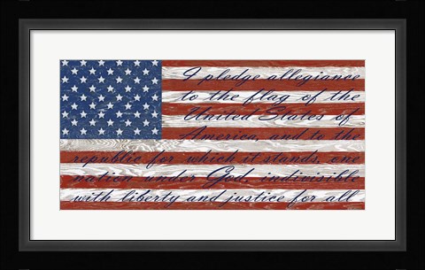 Framed Old Glory On Wood-D Print