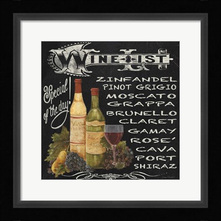 Framed Wine List Chalkboard Print