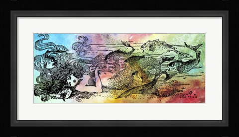 Framed Mermaid Under the Sea-B Print